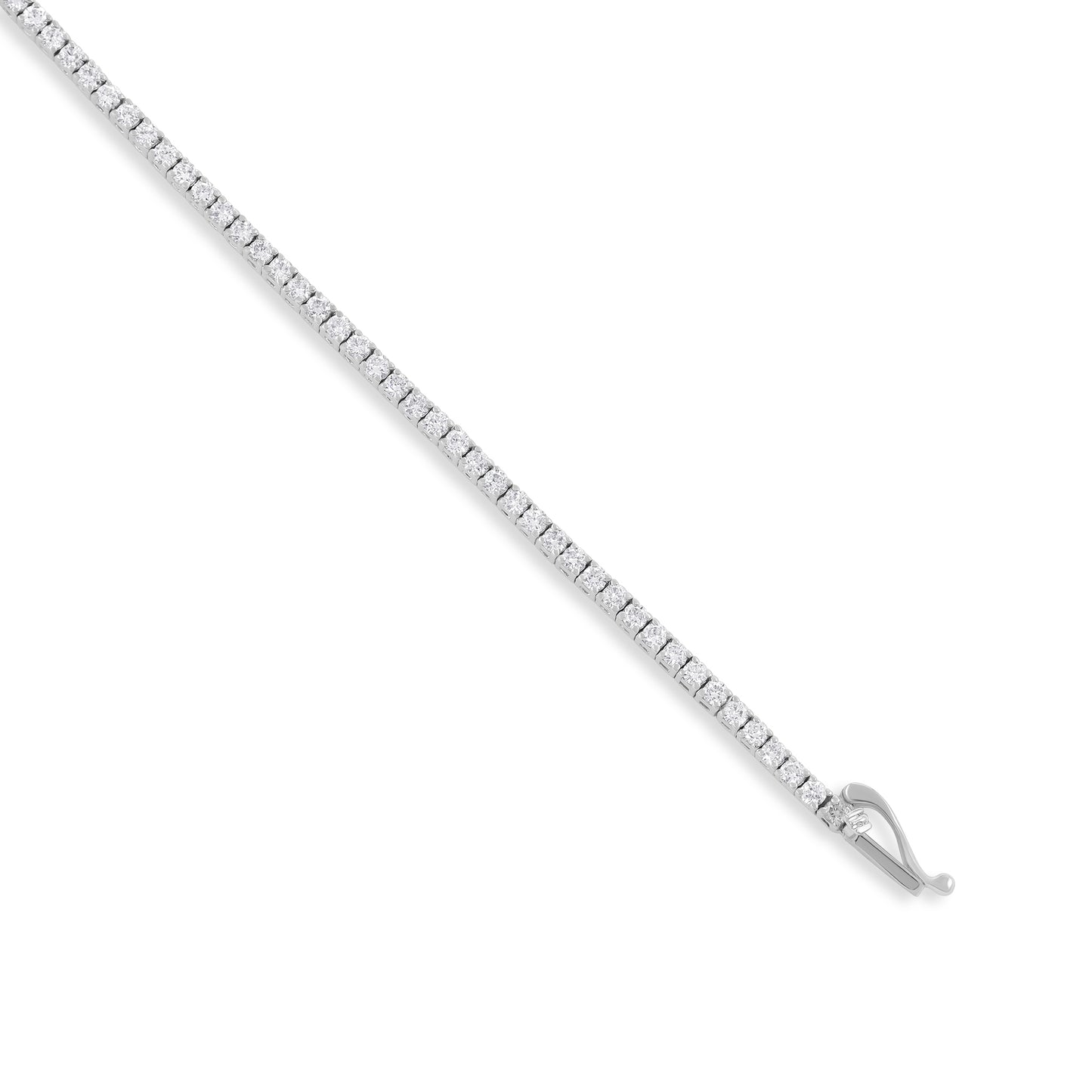 18ct White Gold And Diamond Tennis Bracelet 1.5cts - angled view. Elegant nan adorned with gems of remarkable colour and brilliance. Discover affordable luxury today.