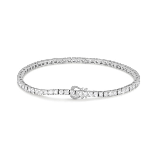 18ct White Gold And Diamond Tennis Bracelet 1.46cts - front view. Elegant Apparel & Accessories > Jewelry > Bracelets adorned with gems of remarkable colour and brilliance. Discover affordable luxury today.