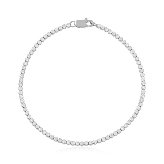 18ct White Gold And Diamond Tennis Bracelet 2.03cts - front view. Elegant Apparel & Accessories > Jewelry > Bracelets adorned with gems of remarkable colour and brilliance. Discover affordable luxury today.