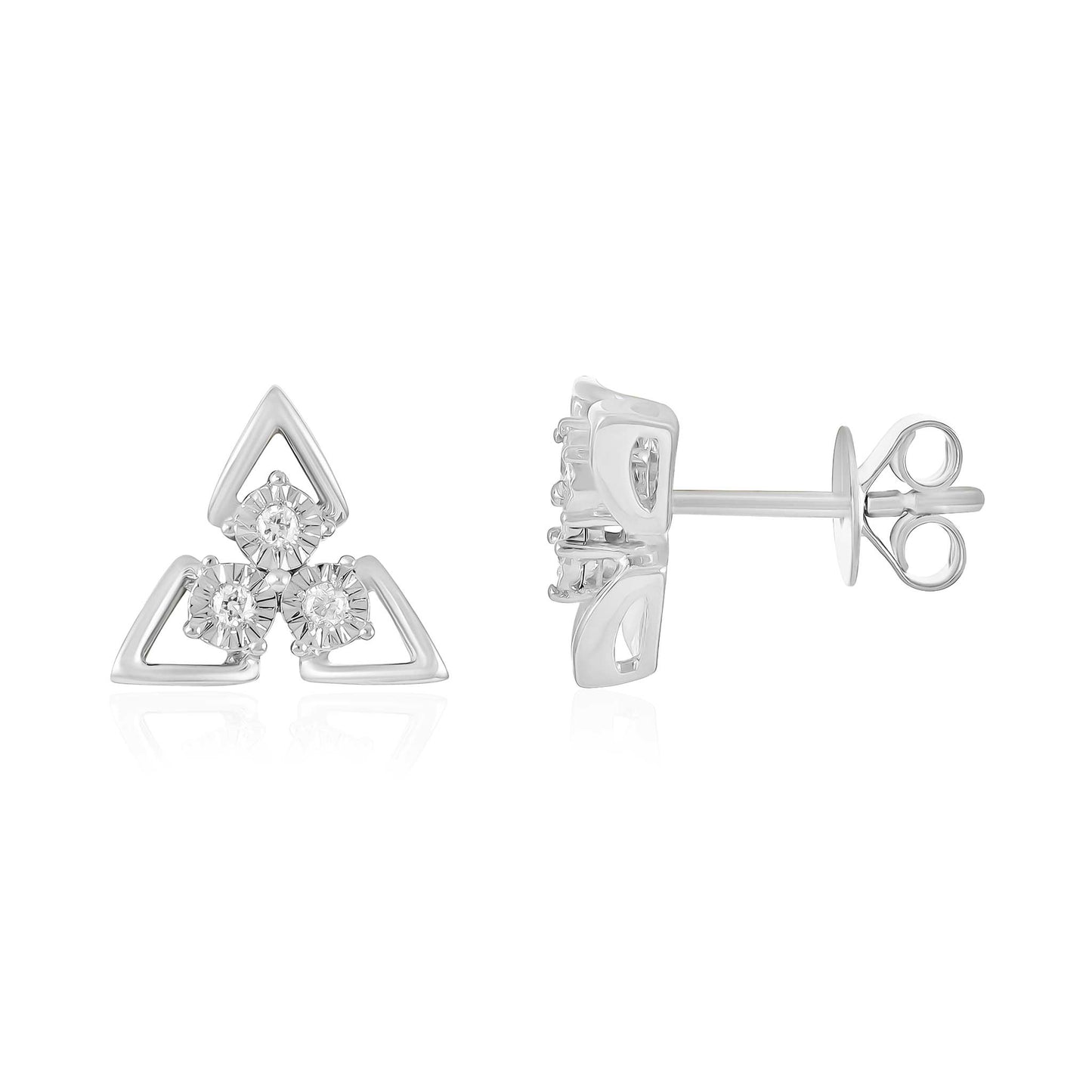 18ct White Gold And Diamond Fancy Earrings 0.07cts - front view. Elegant Apparel & Accessories > Jewelry > Earrings adorned with gems of remarkable colour and brilliance. Discover affordable luxury today.