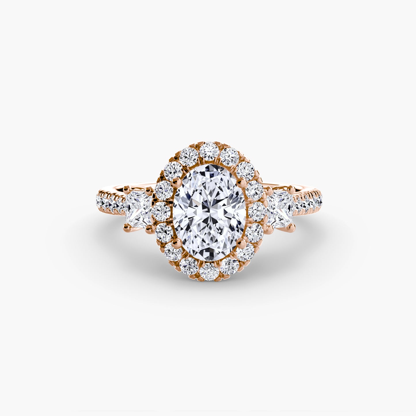 Three-Stone Ring with Halo 2